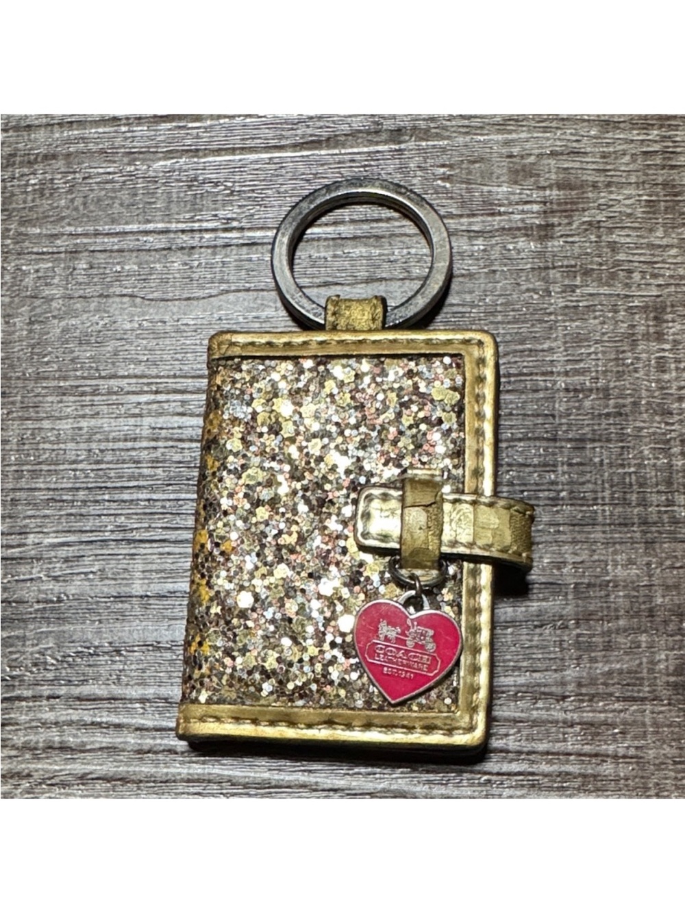 Coach Gold Glitter Photobook Charm Y2K